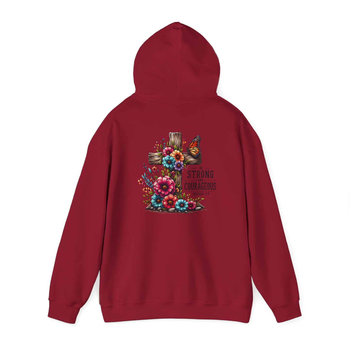 Christian Hooded Sweatshirt 'Strong and Courageous Proverbs'