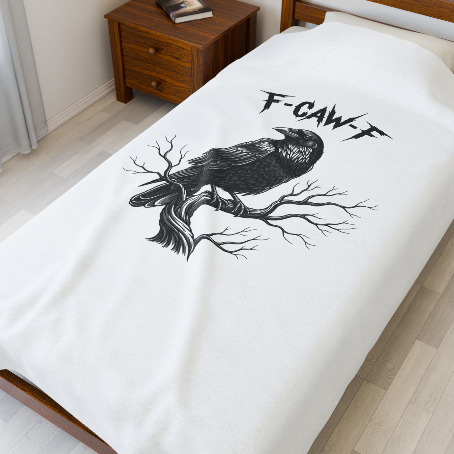 Cawing Raven Plush Blanket | Soft Throw for Cozy Nights, Home Decor, Gifts for Bird Lovers, Halloween Decor, Rustic Living
