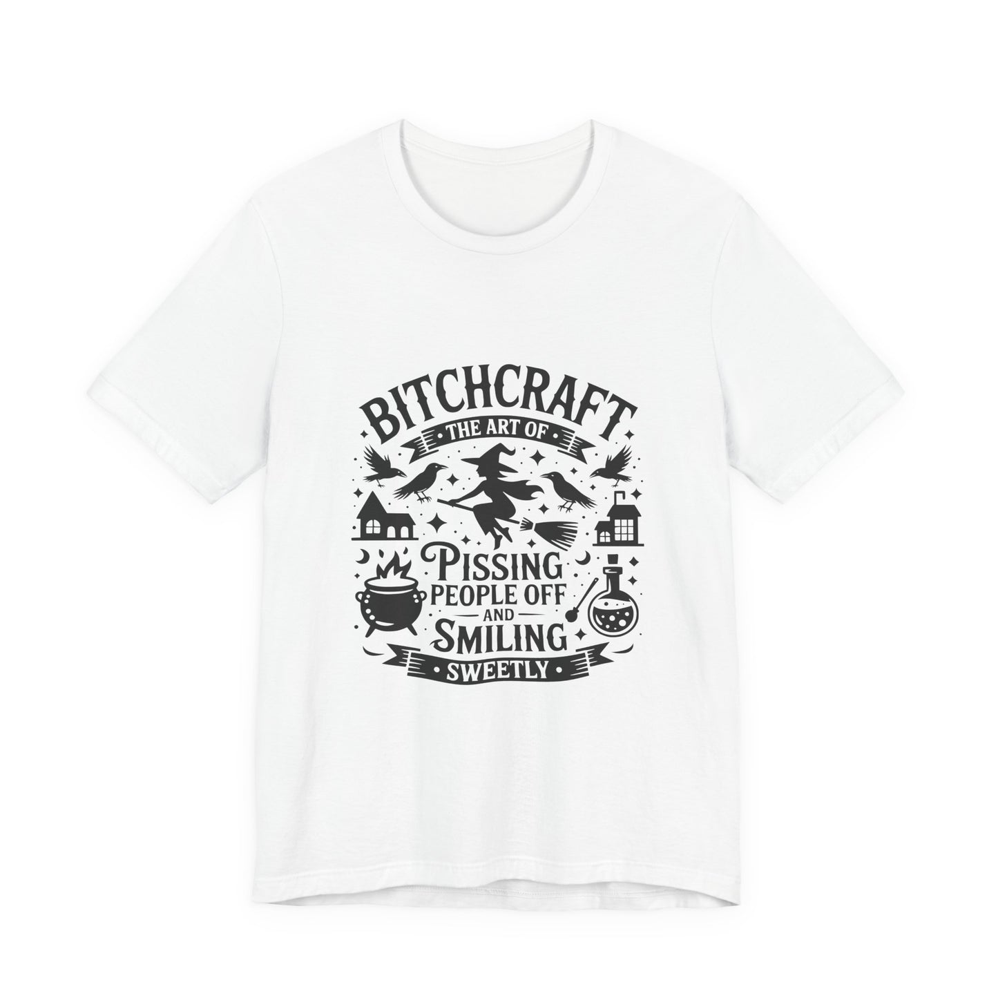 Bitchcraft Short Sleeve Tee - Witchy Humor T-Shirt, Gift for Witches, Halloween Apparel, Funny Witch Shirt, Unisex Tee