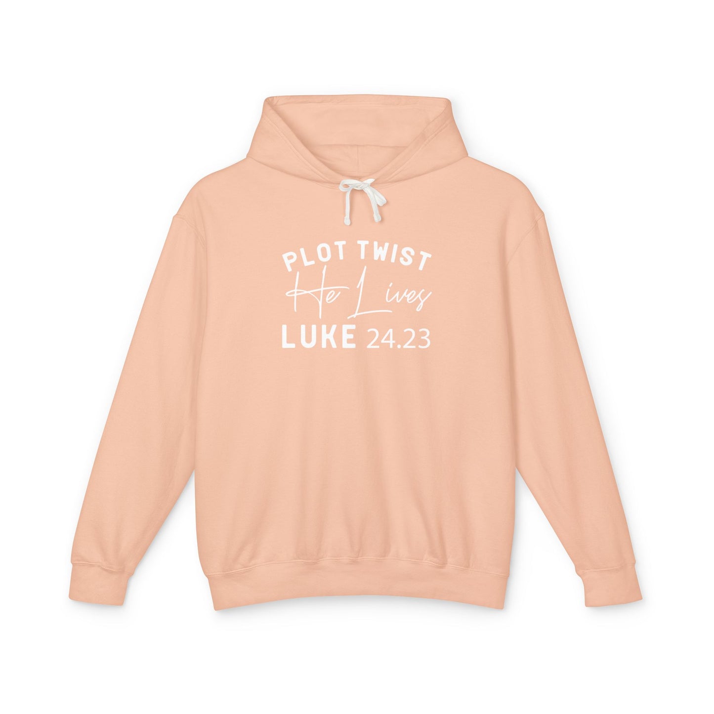 Religious Quotes Lightweight Hoodie, Plot Twist He Lives 24:13 Church Easter Sweatshirt, Unisex Hooded Sweatshirt for Christians, Religious