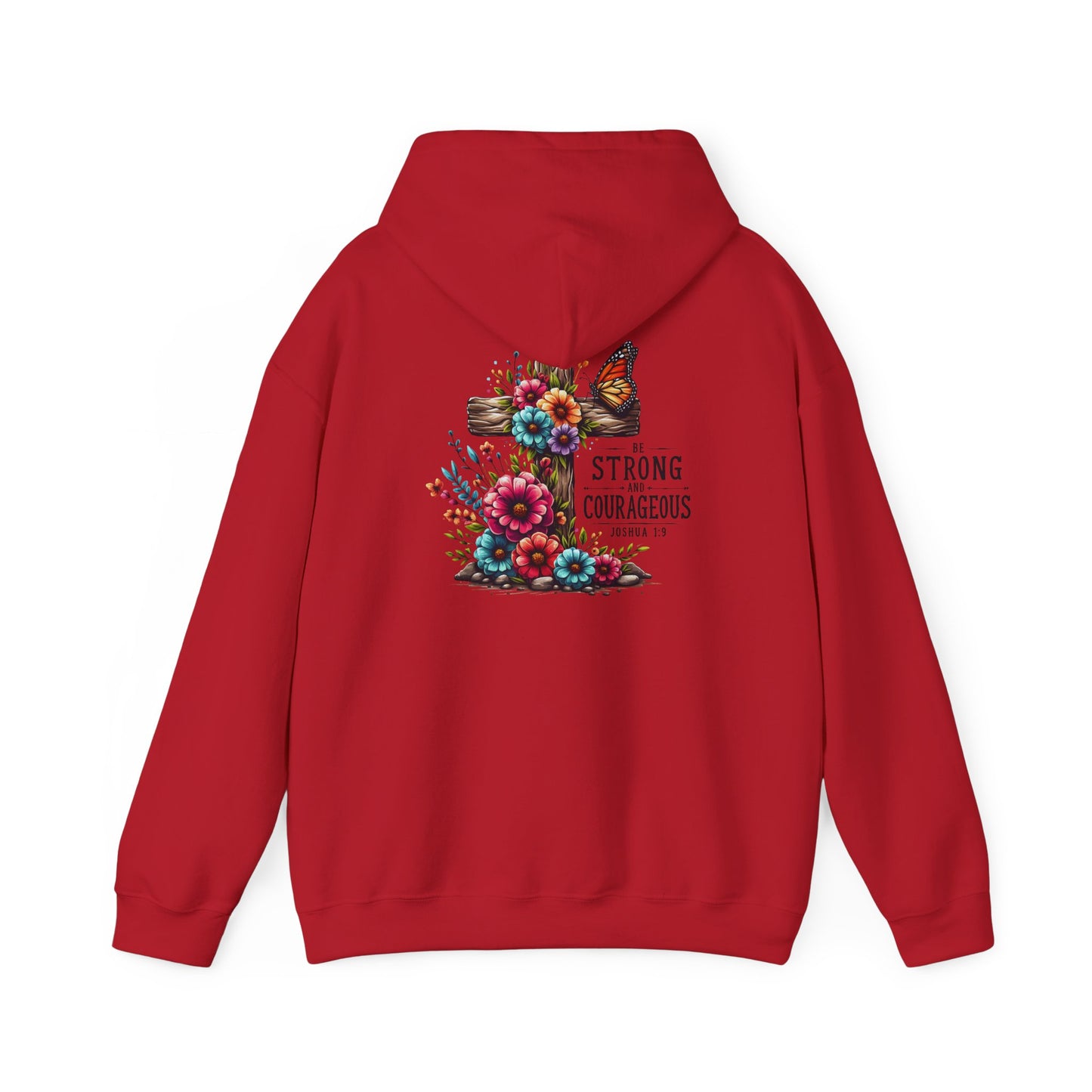 Christian Hooded Sweatshirt 'Strong and Courageous Proverbs'