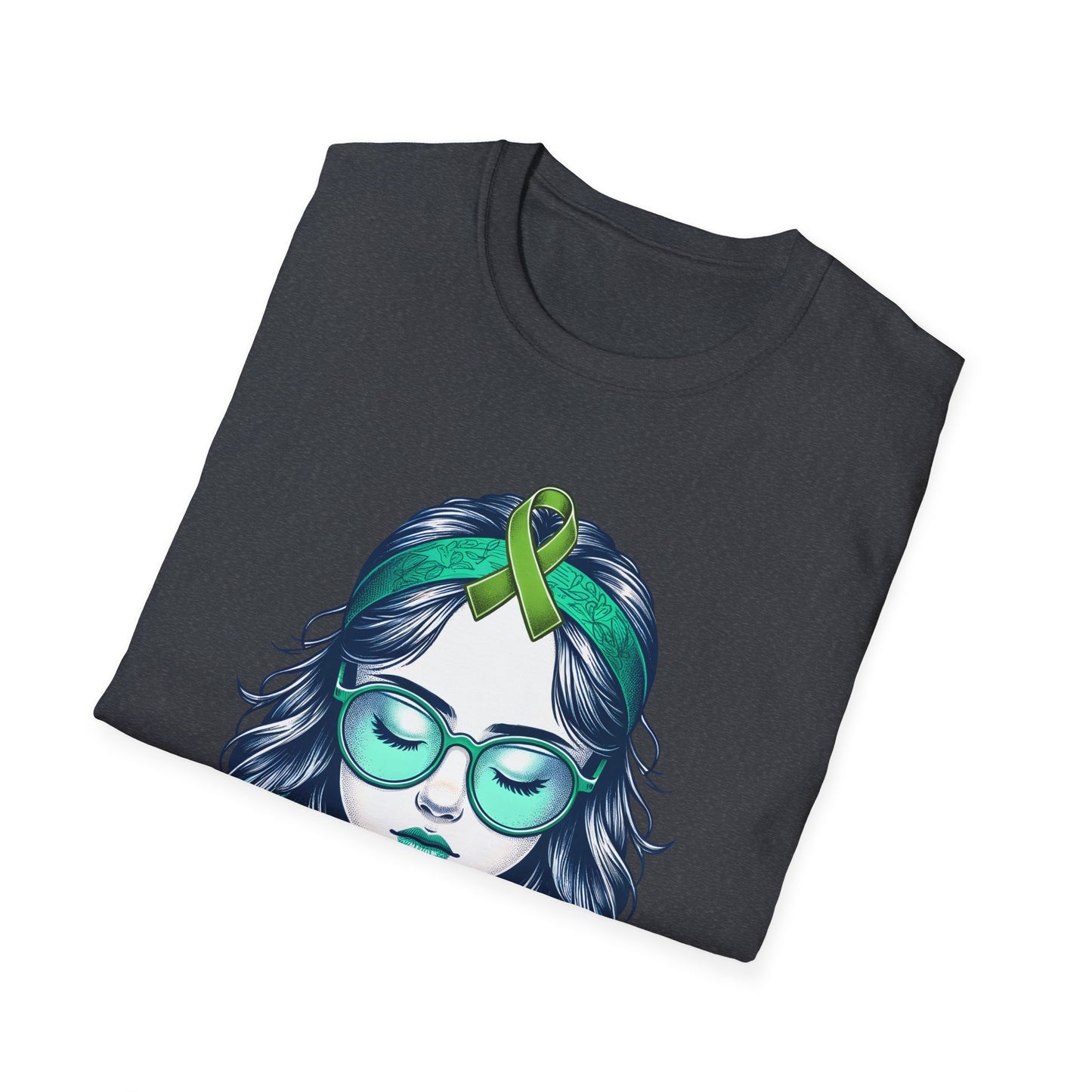 Empowered Green Hair T-Shirt | Unisex Softstyle Tee for Empowerment, Cancer Awareness, Mental Health Warrior