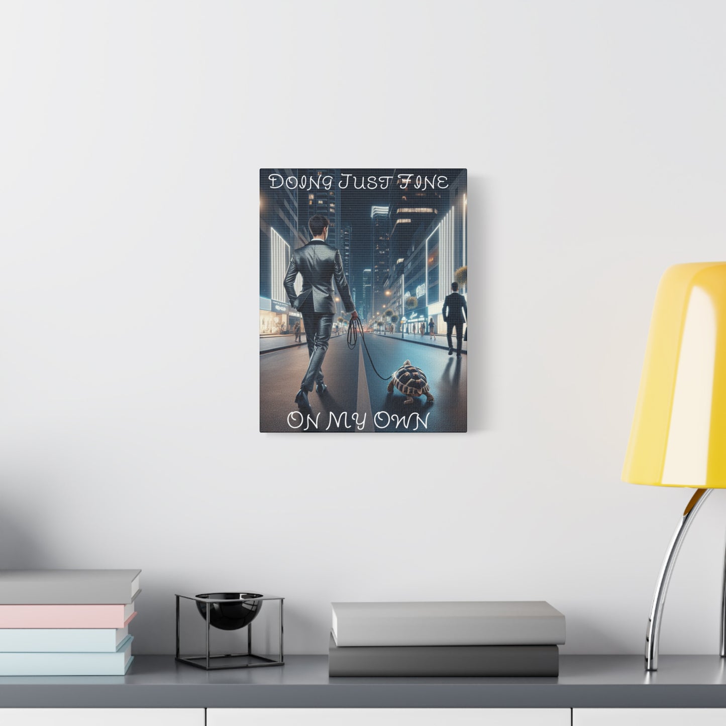 Motivational Canvas Art, "Doing Just Fine on My Own" Wall Decor, Unique Gift for Home Office, Inspirational Wall Art, Self-Care Decor,