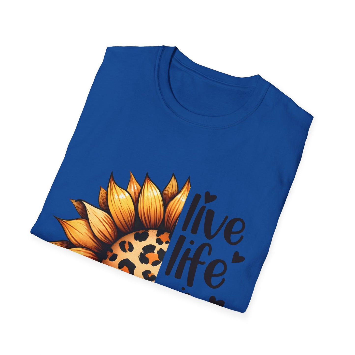 Live Life in Full Bloom Sunflower Tee, Unisex Softstyle T-Shirt, Floral Graphic Shirt, Gift for Nature Lovers, Spring/Summer Fashion,