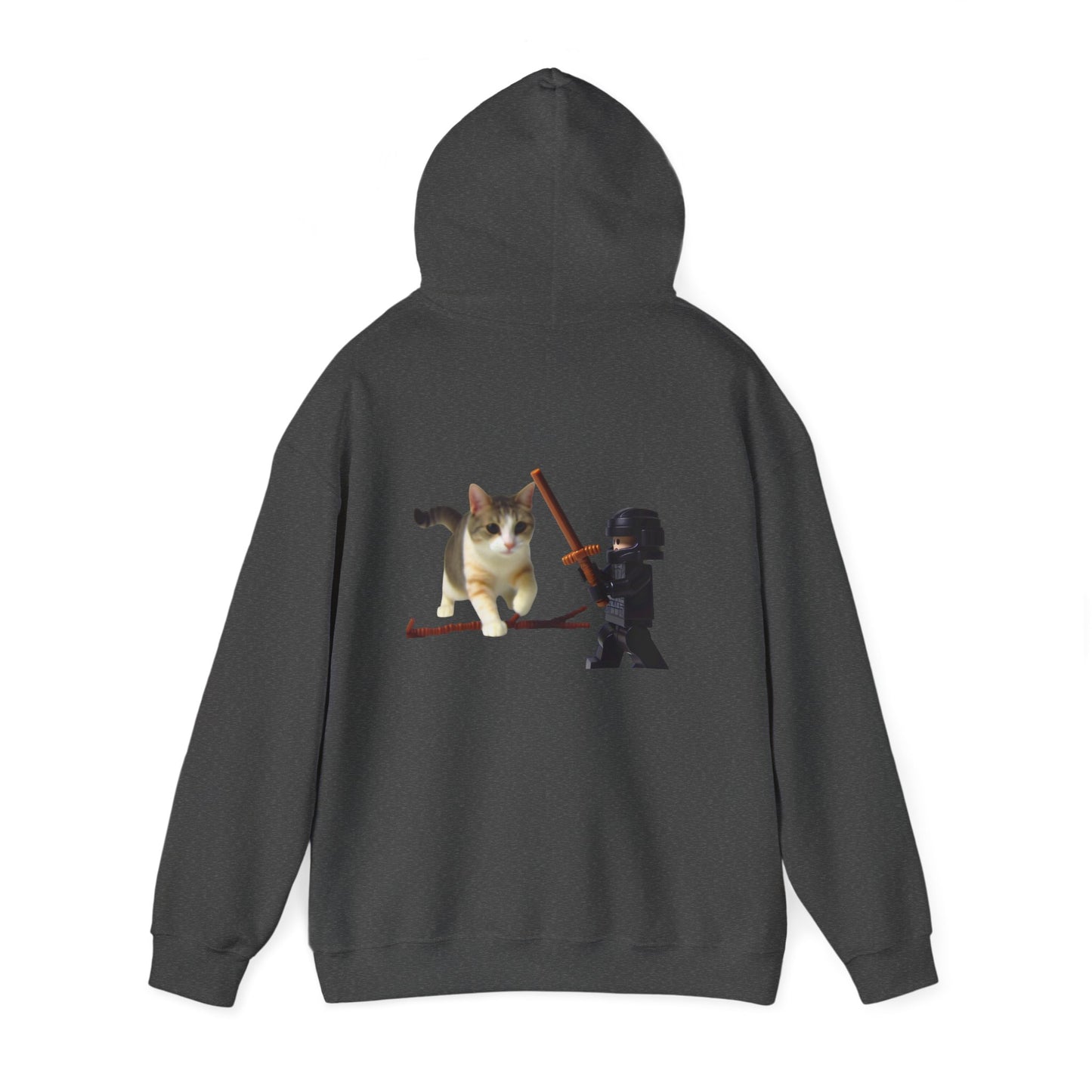 Hooded Sweatshirt - Lego Darth Vader Sword Fighting Giant Cat Design