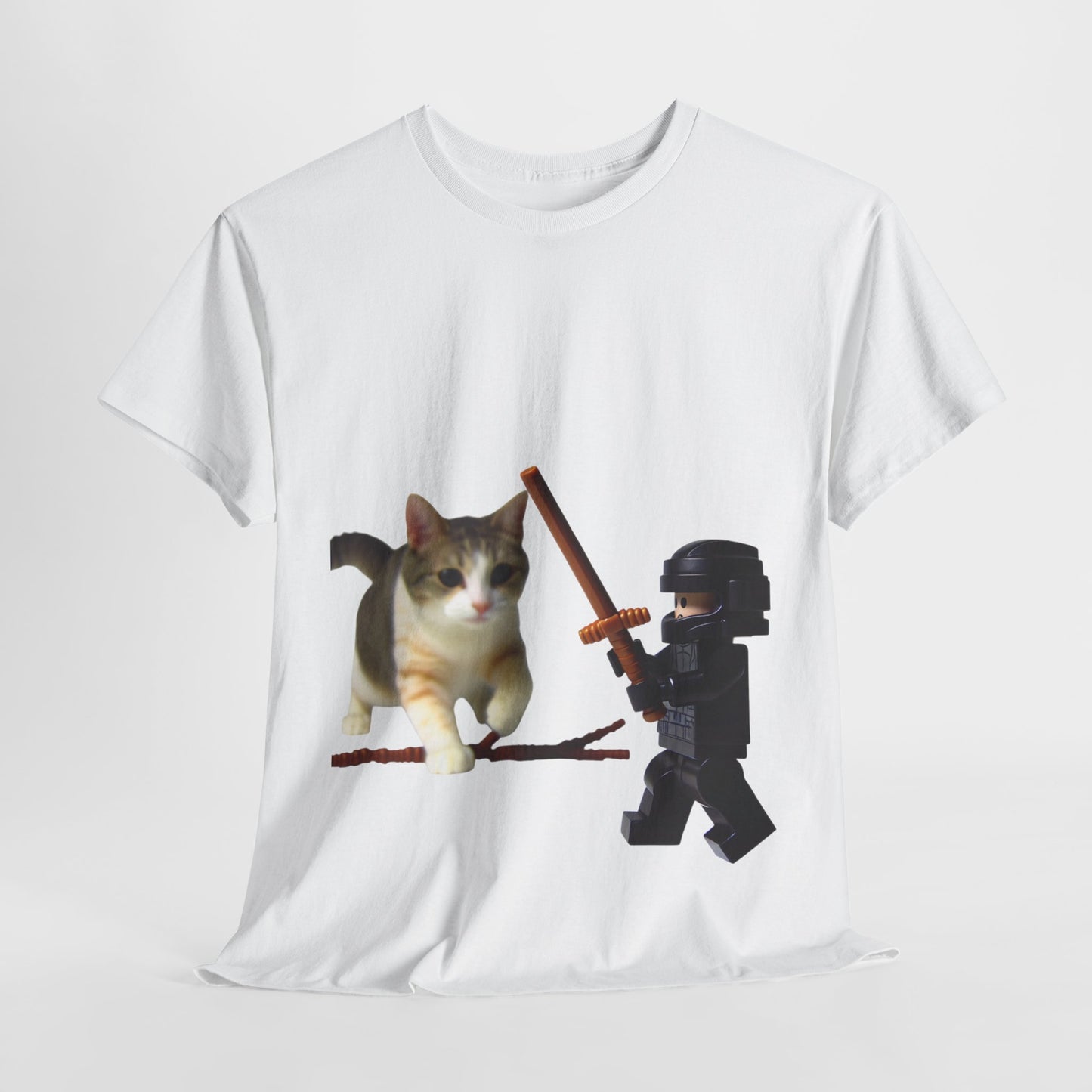 Lego Darth Vader Unisex Tee - Darth Vader Sword Fighting with Cat Design