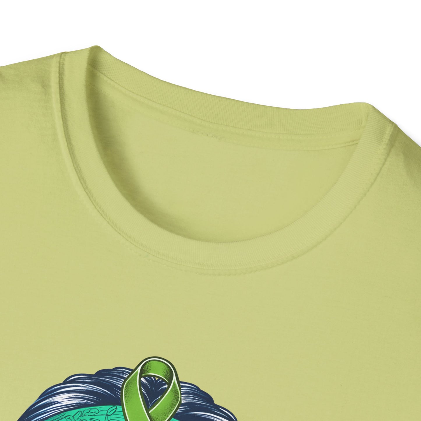 Empowered Green Hair T-Shirt | Unisex Softstyle Tee for Empowerment, Cancer Awareness, Mental Health Warrior