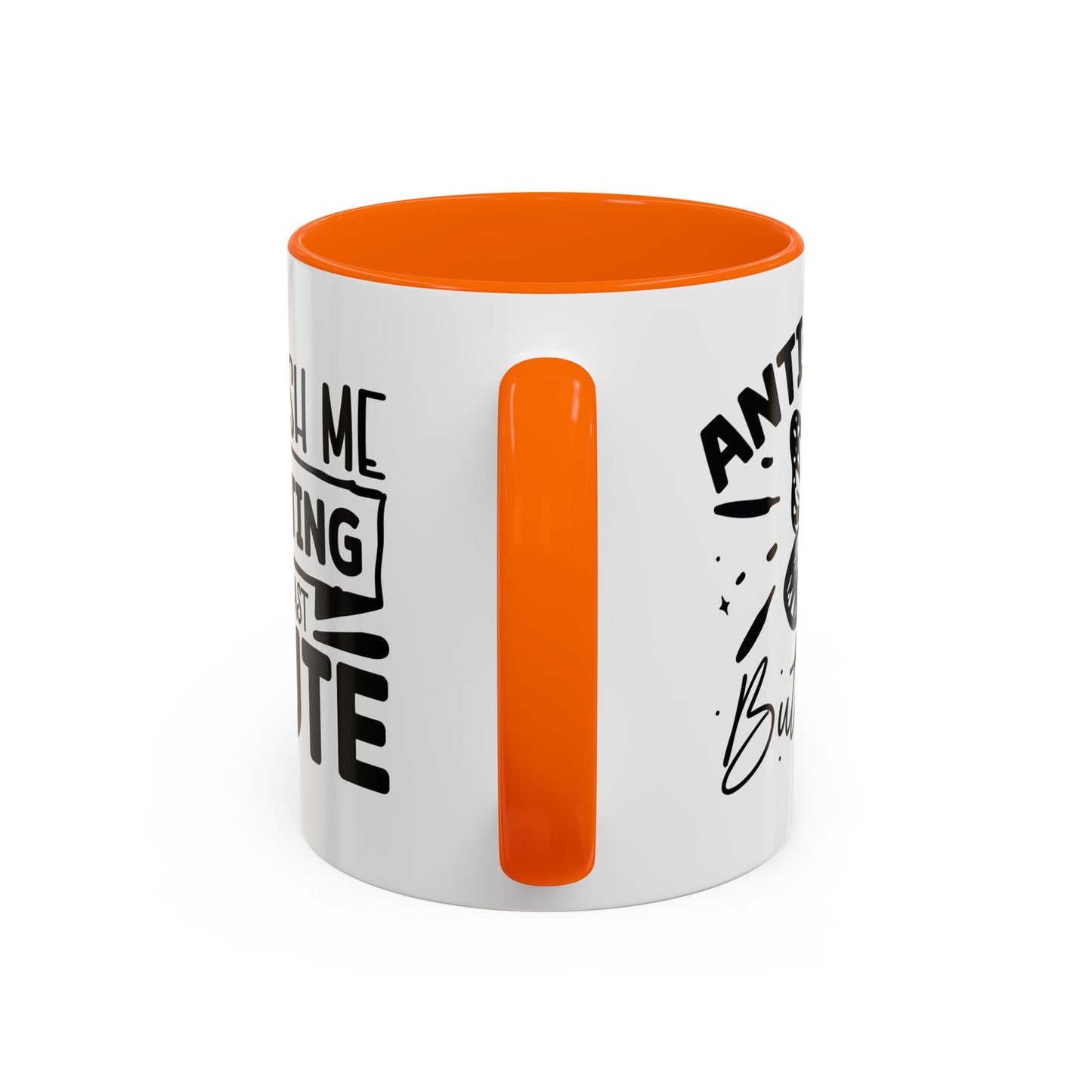 Coffee Mug, Funny Mug with Anti Social Butterfly and Don't Rush Me Designs, Office Mug, White Mug with Colorful Handle, Cute Mug, Unique