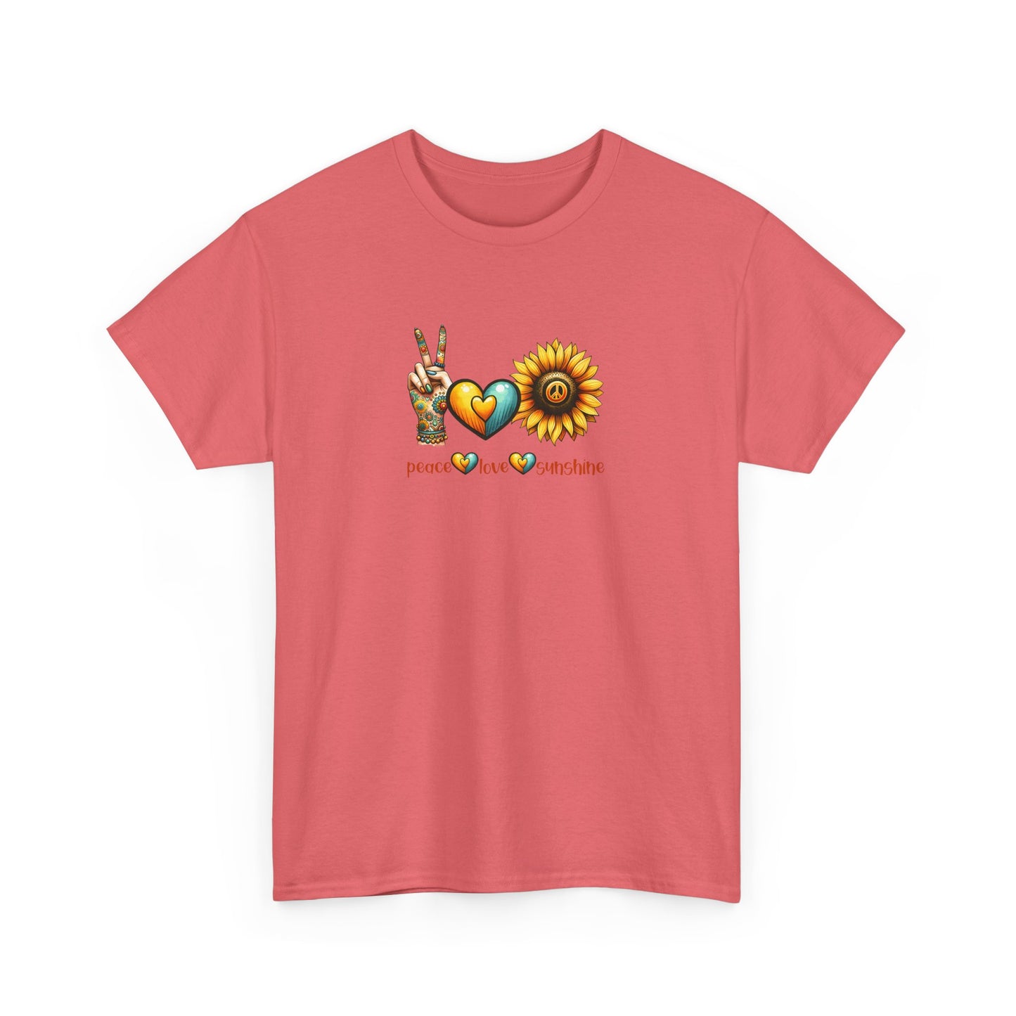 Peace Love Sunshine Unisex Heavy Cotton Tee, Vintage Graphic T-Shirt, Retro Vibe, Summer Wardrobe, Perfect Gift for Friends, Festivals