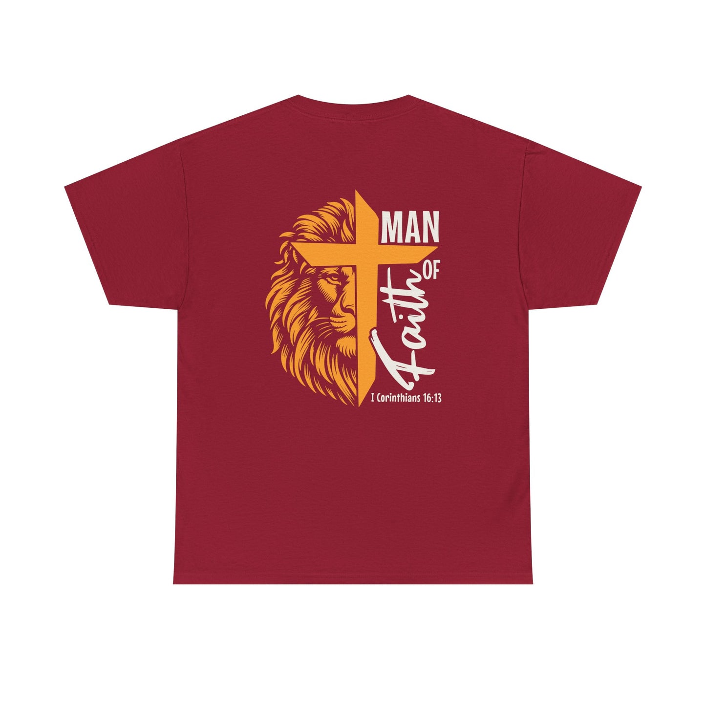 Faith-Inspired Unisex Heavy Cotton Tee, Christian Apparel, Lion and Cross Design, Gift for Him, Spiritual Wear, Everyday Comfort, Casual