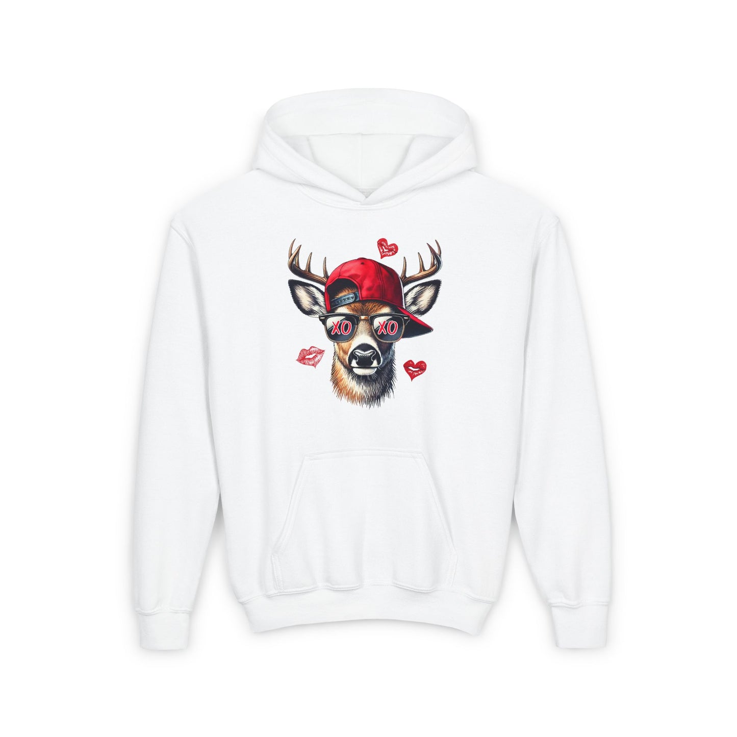 Hooded Sweatshirt - Buck Head with Sunglasses and XO XO Design