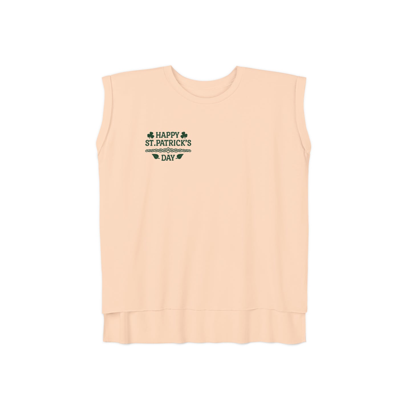 Camiseta musculosa con puños enrollados fluidos para mujer del Día de San Patricio