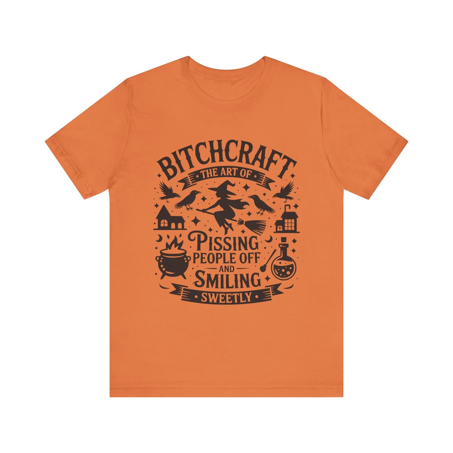 Witty Witchcraft Tee, Bitchcraft T-Shirt for Witches, Funny Short Sleeve Top, Gift for Halloween, Witchy Fashion
