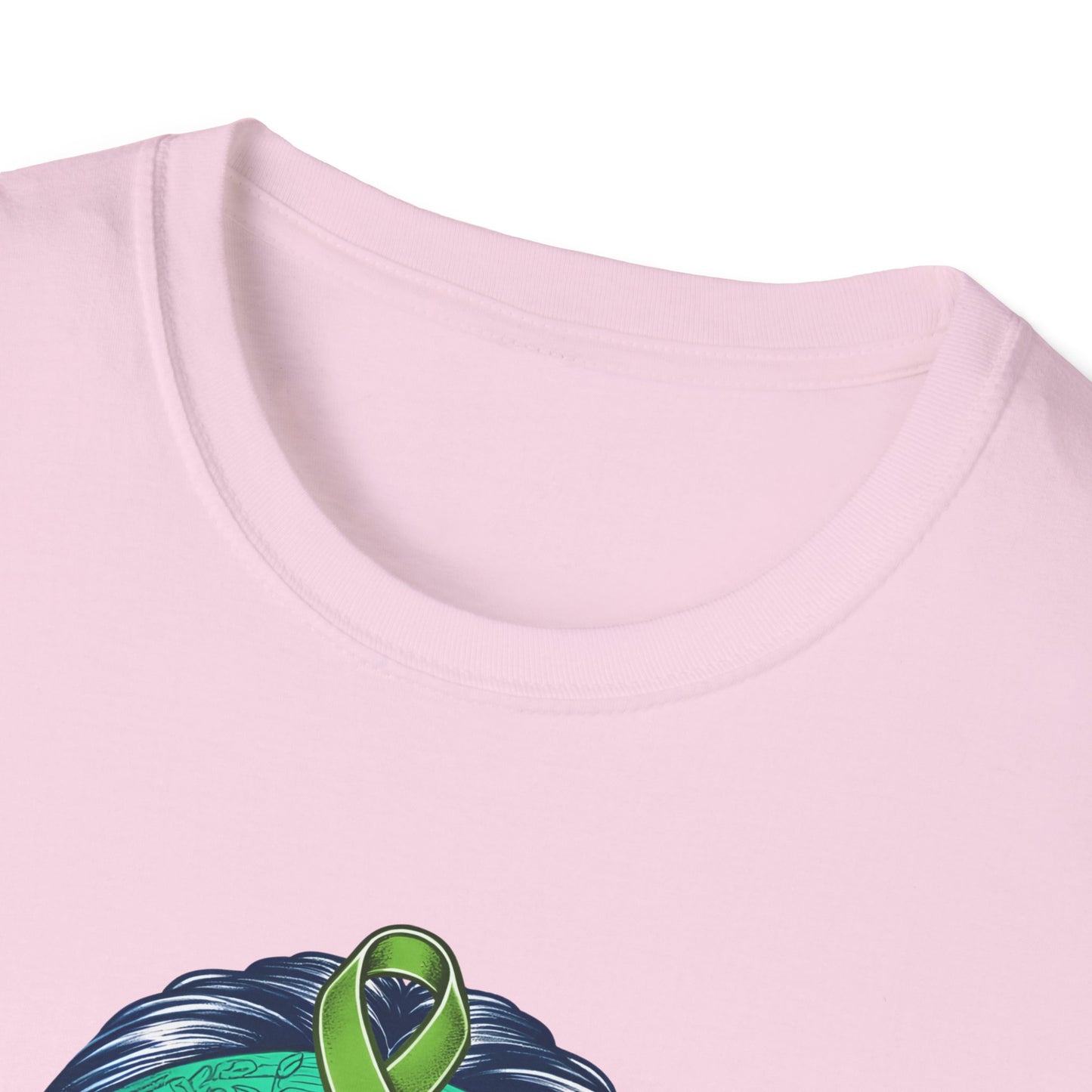 Empowered Green Hair T-Shirt | Unisex Softstyle Tee for Empowerment, Cancer Awareness, Mental Health Warrior
