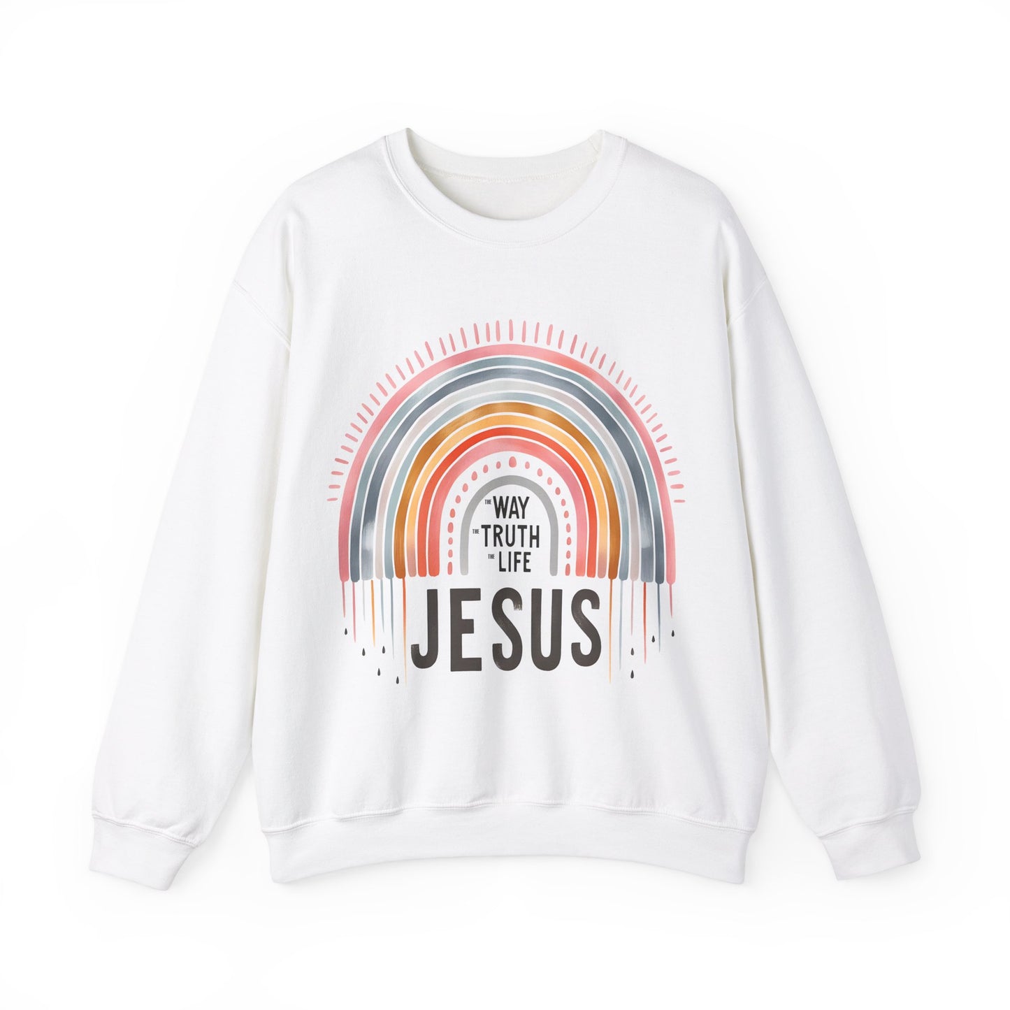 Jesus Rainbow Sweatshirt, Cozy Unisex Crewneck, Christian Apparel, Faith Sweatshirt, Gift for Believers, Inspirational Fashion