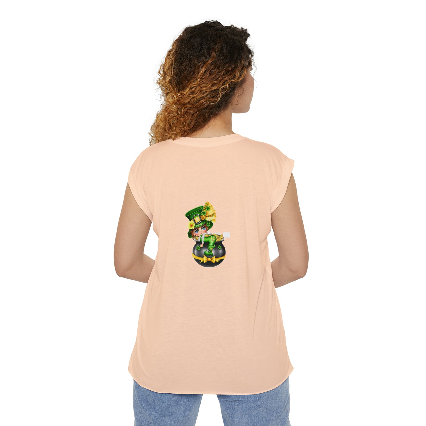St. Patricks Day Women’s Flowy Rolled Cuffs Muscle Tee