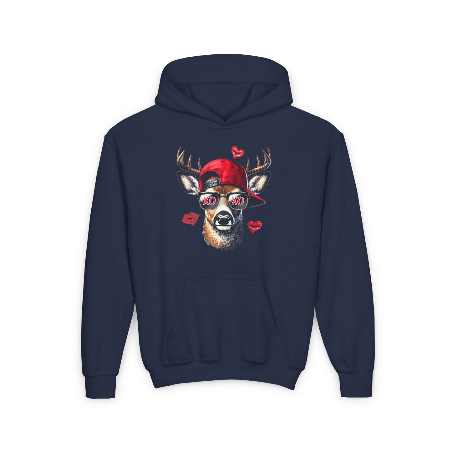 Hooded Sweatshirt - Buck Head with Sunglasses and XO XO Design