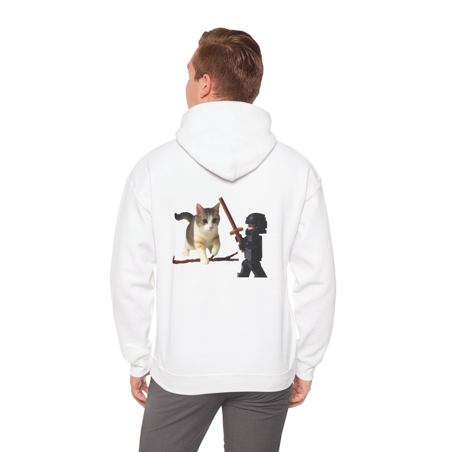 Hooded Sweatshirt - Lego Darth Vader Sword Fighting Giant Cat Design