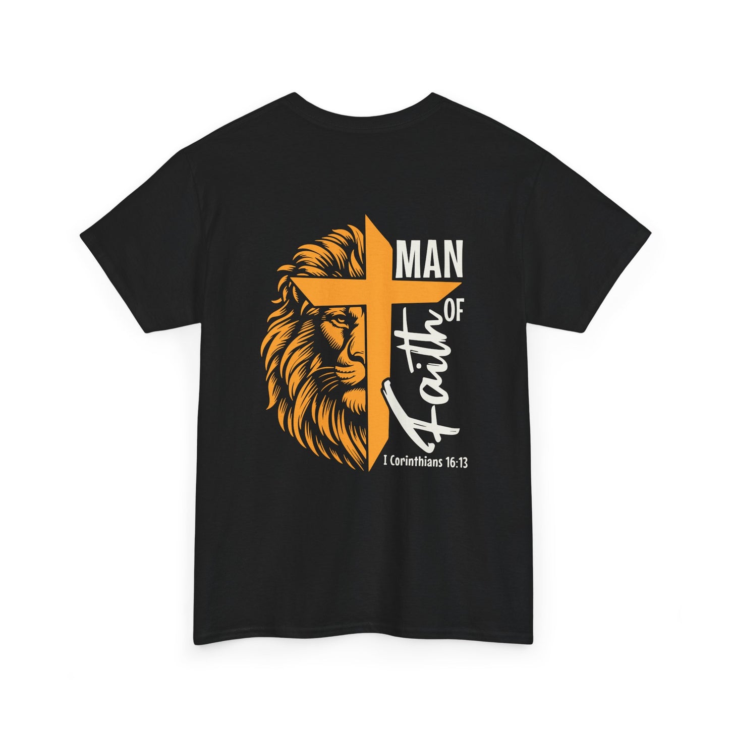 Faith-Inspired Unisex Heavy Cotton Tee, Christian Apparel, Lion and Cross Design, Gift for Him, Spiritual Wear, Everyday Comfort, Casual