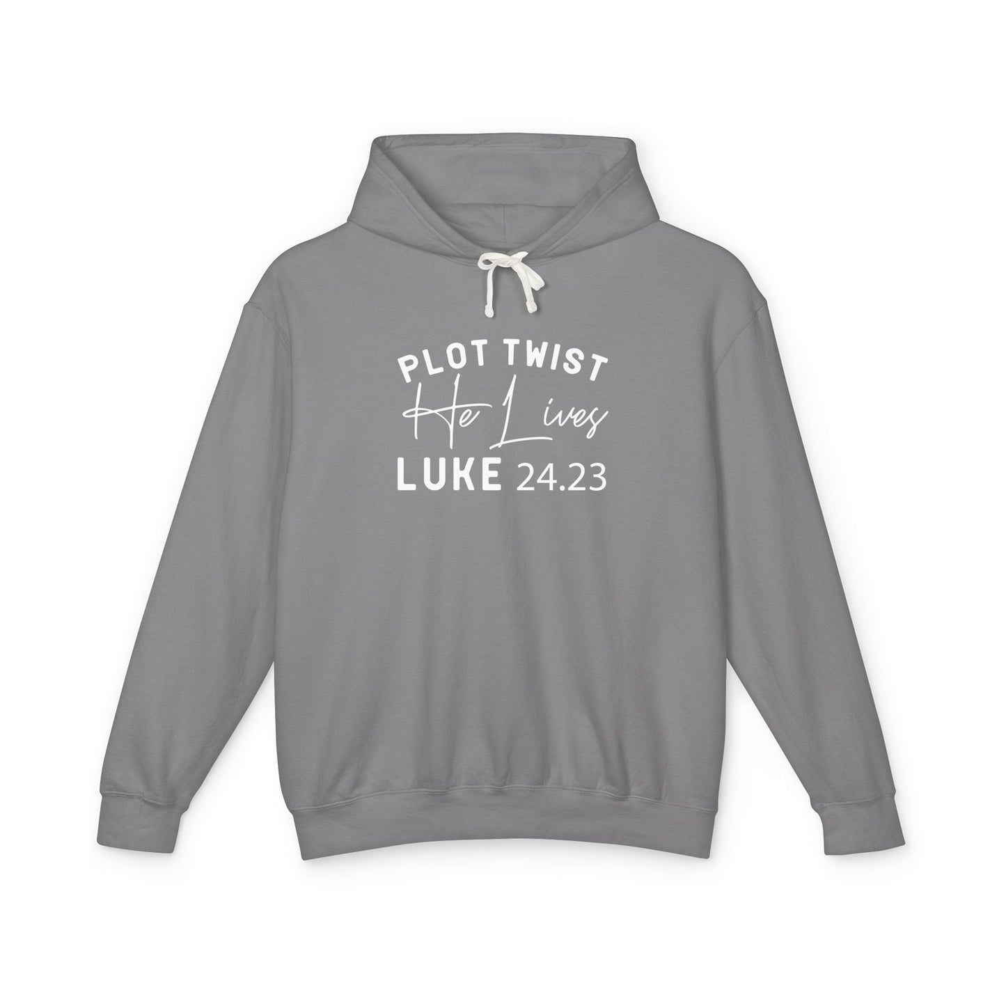 Religious Quotes Lightweight Hoodie, Plot Twist He Lives 24:13 Church Easter Sweatshirt, Unisex Hooded Sweatshirt for Christians, Religious