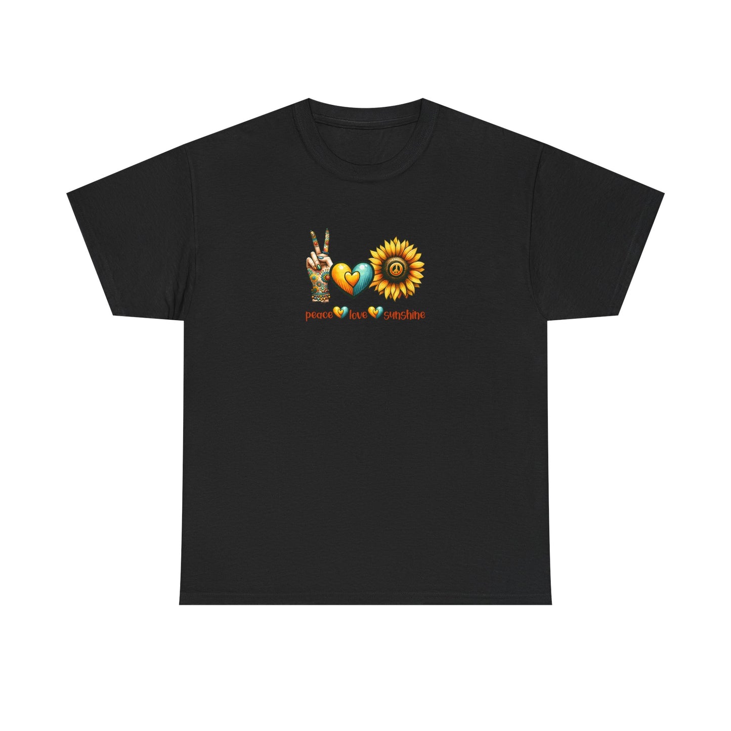 Peace Love Sunshine Unisex Heavy Cotton Tee, Vintage Graphic T-Shirt, Retro Vibe, Summer Wardrobe, Perfect Gift for Friends, Festivals