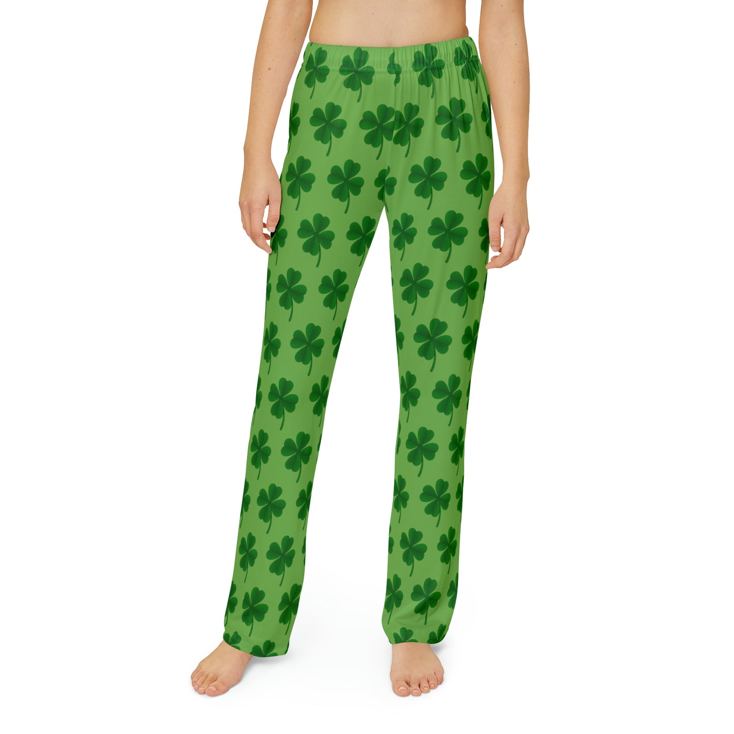 Green on Green Clover pattern Kids Pajama Pants (AOP)