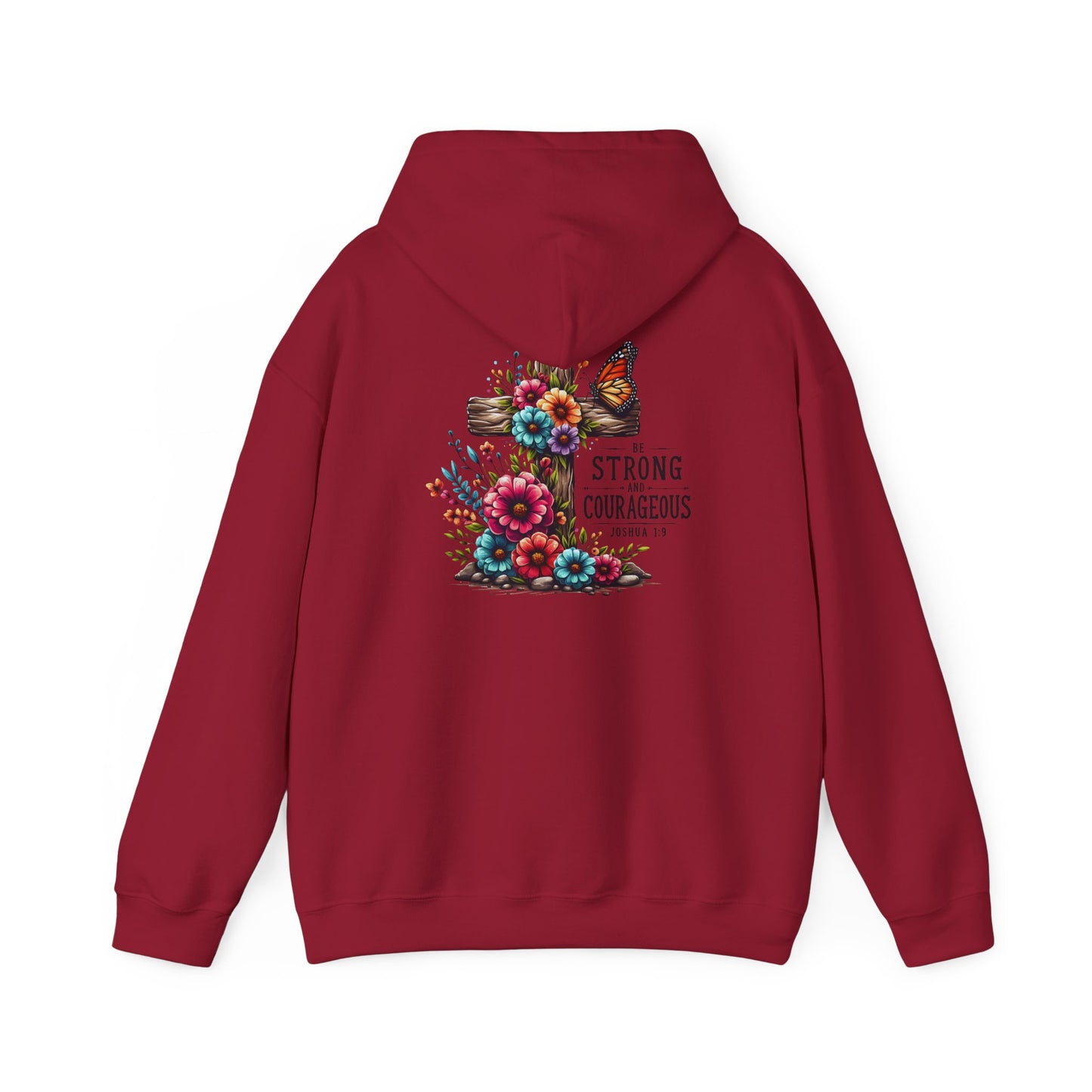 Christian Hooded Sweatshirt 'Strong and Courageous Proverbs'