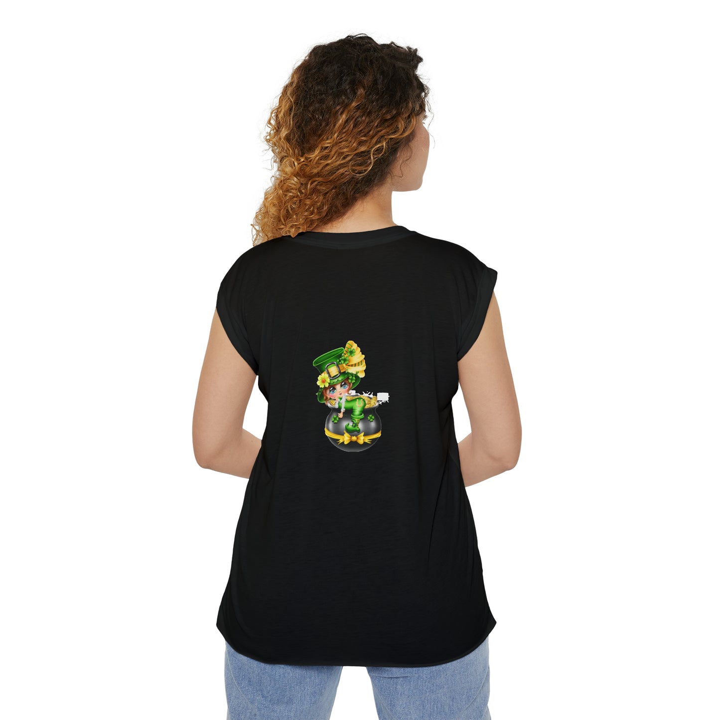 St. Patricks Day Women’s Flowy Rolled Cuffs Muscle Tee