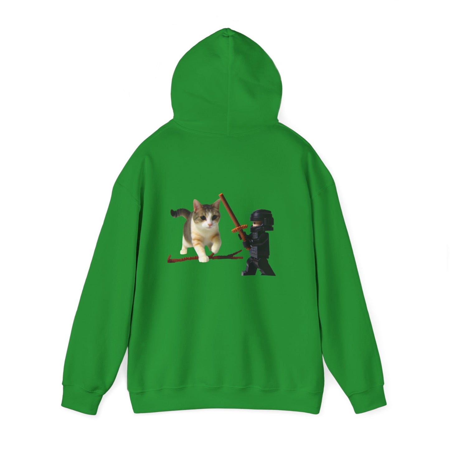Hooded Sweatshirt - Lego Darth Vader Sword Fighting Giant Cat Design