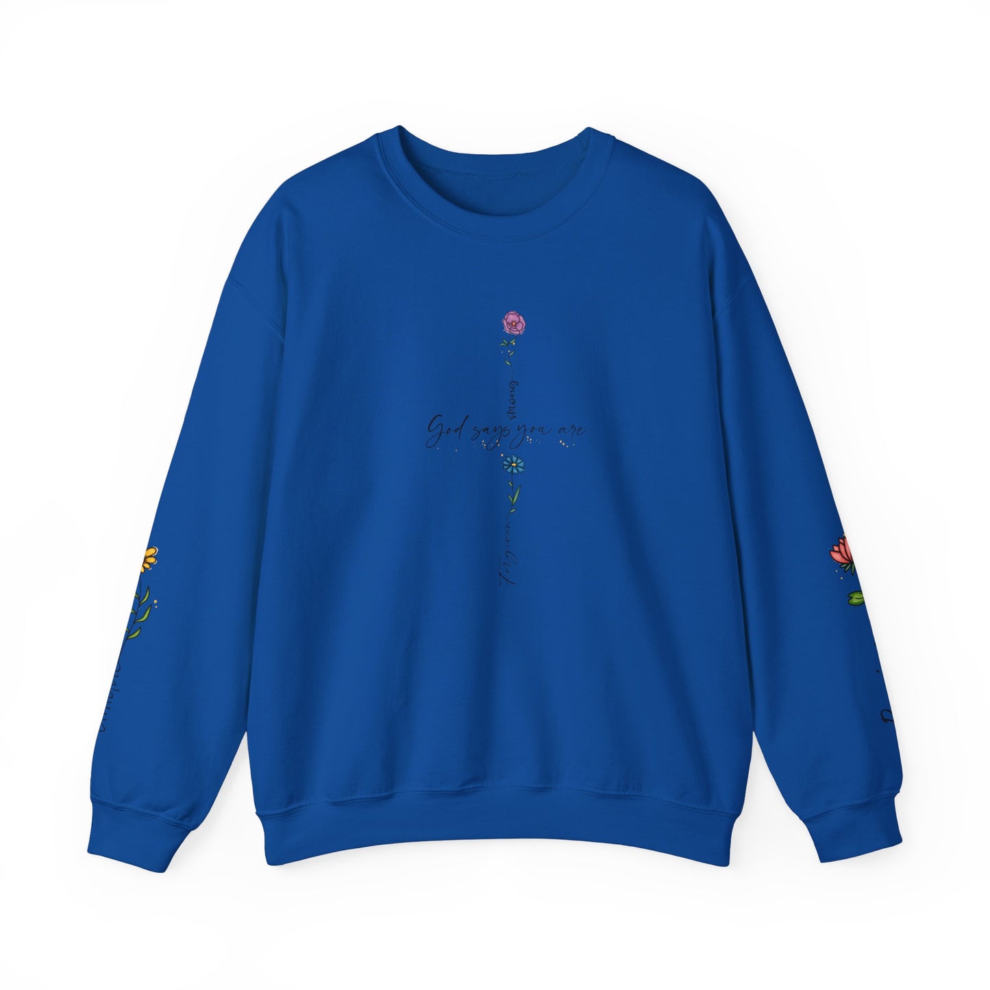 Cross Flowers Unisex Sweatshirt, Religious Lover Gift, Forgiveness Strength Shirt, Flower Buff Apparel, Unique Precious Sweater