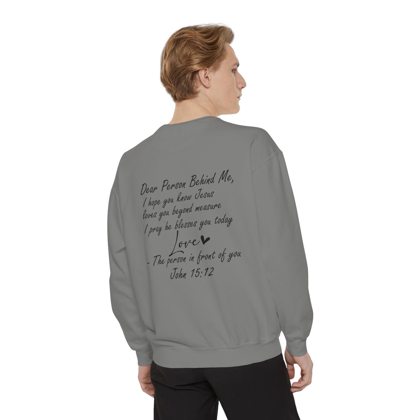 Love Like Jesus Garment-Dyed Sweatshirt, Inspirational Christian Apparel, Cozy Religious Gift, Faith-Based Fashion, Perfect for Holidays