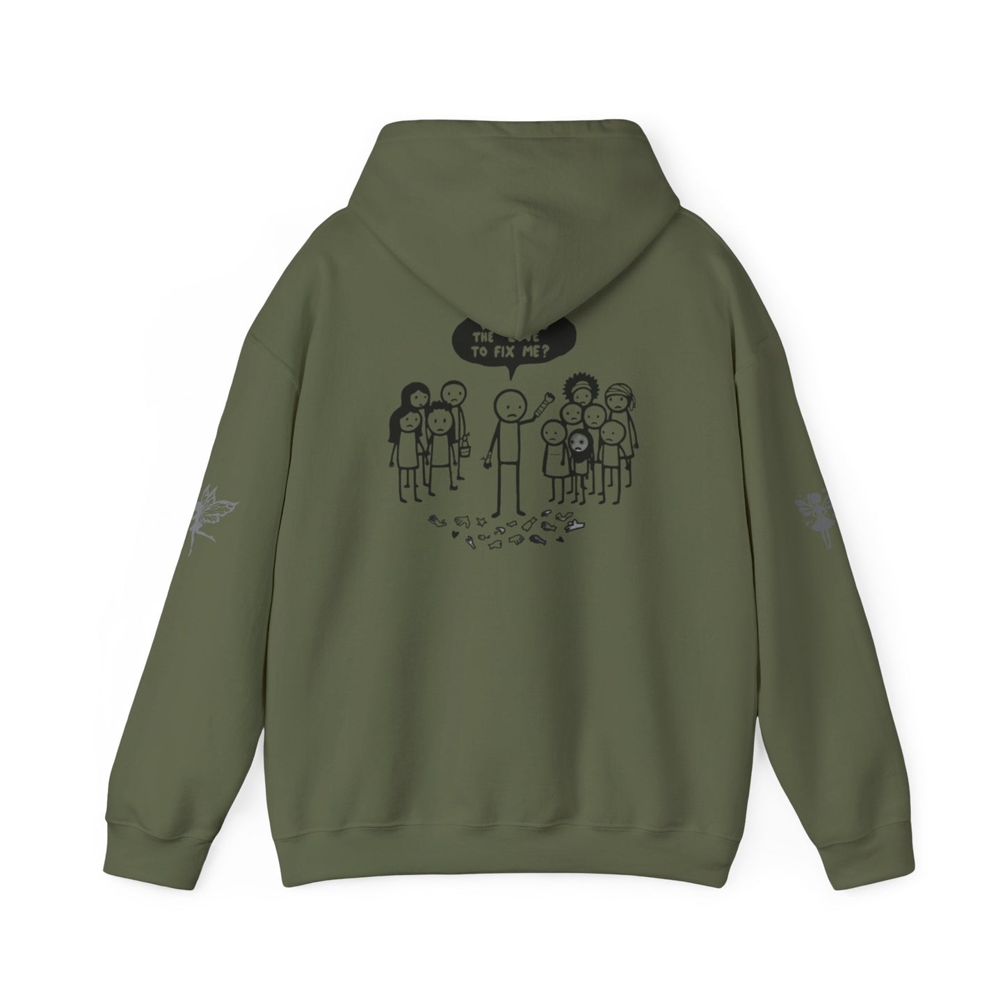 Hoodie - Broken Stick Figure Asking Who Can Fix Them