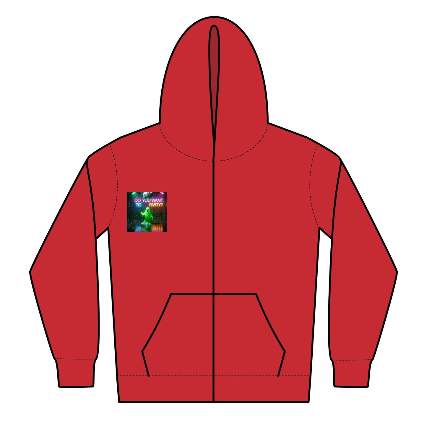 Zipped Hoodie - Green Slime Party Theme