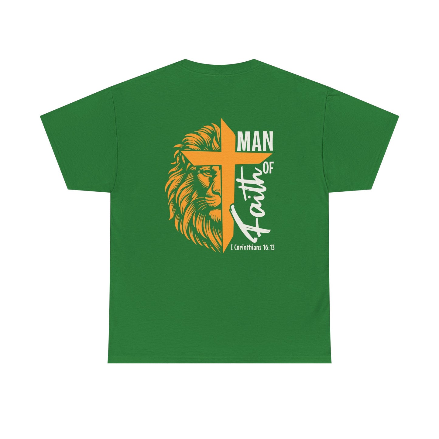 Faith-Inspired Unisex Heavy Cotton Tee, Christian Apparel, Lion and Cross Design, Gift for Him, Spiritual Wear, Everyday Comfort, Casual