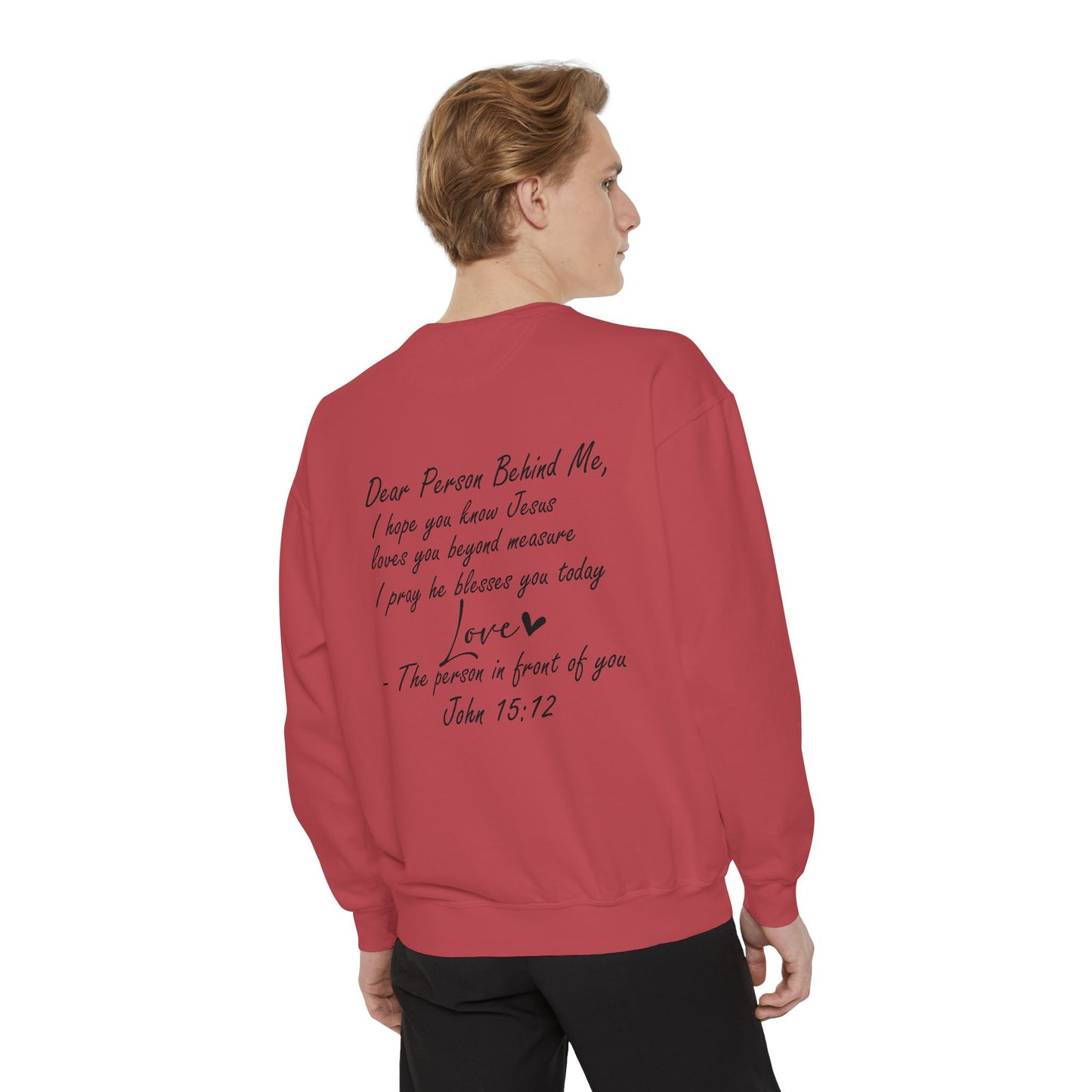 Love Like Jesus Garment-Dyed Sweatshirt, Inspirational Christian Apparel, Cozy Religious Gift, Faith-Based Fashion, Perfect for Holidays