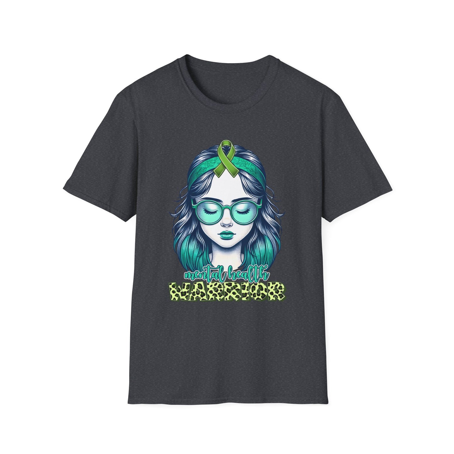 Empowered Green Hair T-Shirt | Unisex Softstyle Tee for Empowerment, Cancer Awareness, Mental Health Warrior
