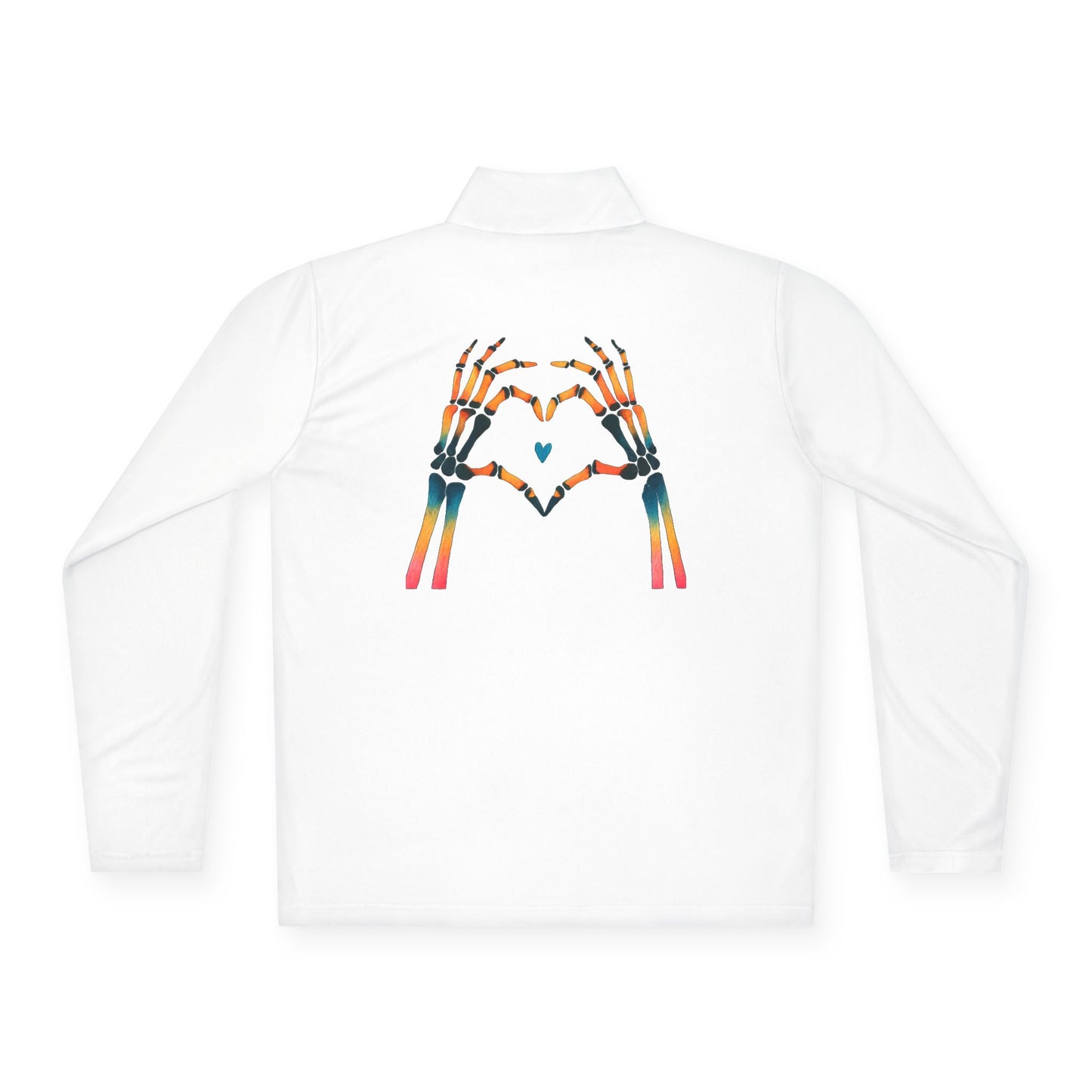 rainbow bones hands making heart shape. Simple Unisex Quarter-Zip Pullover