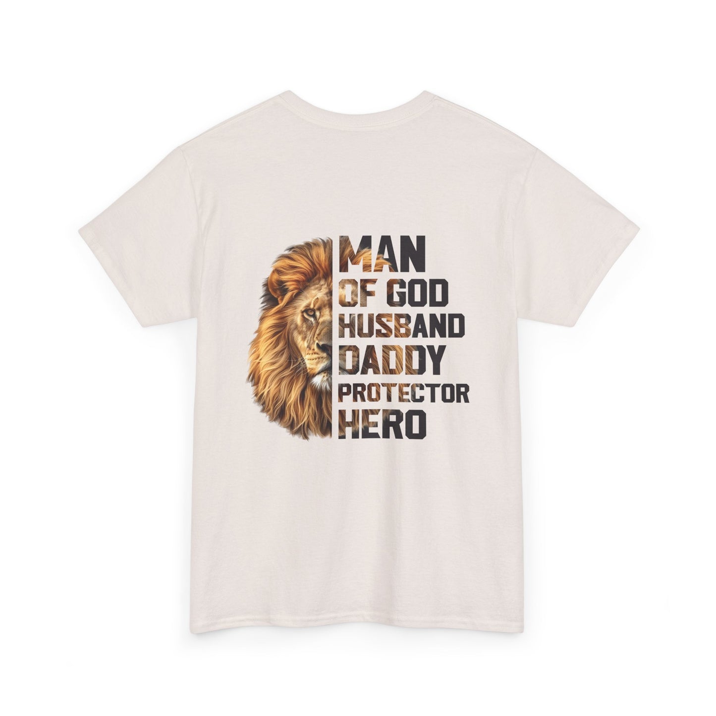 Lion Faith Husband Tee, Protector Shirt, Unisex Christian Tshirt, Daddy Tee, Man of God Top, Religious Gift, Lion Print Shirt, Faith Words