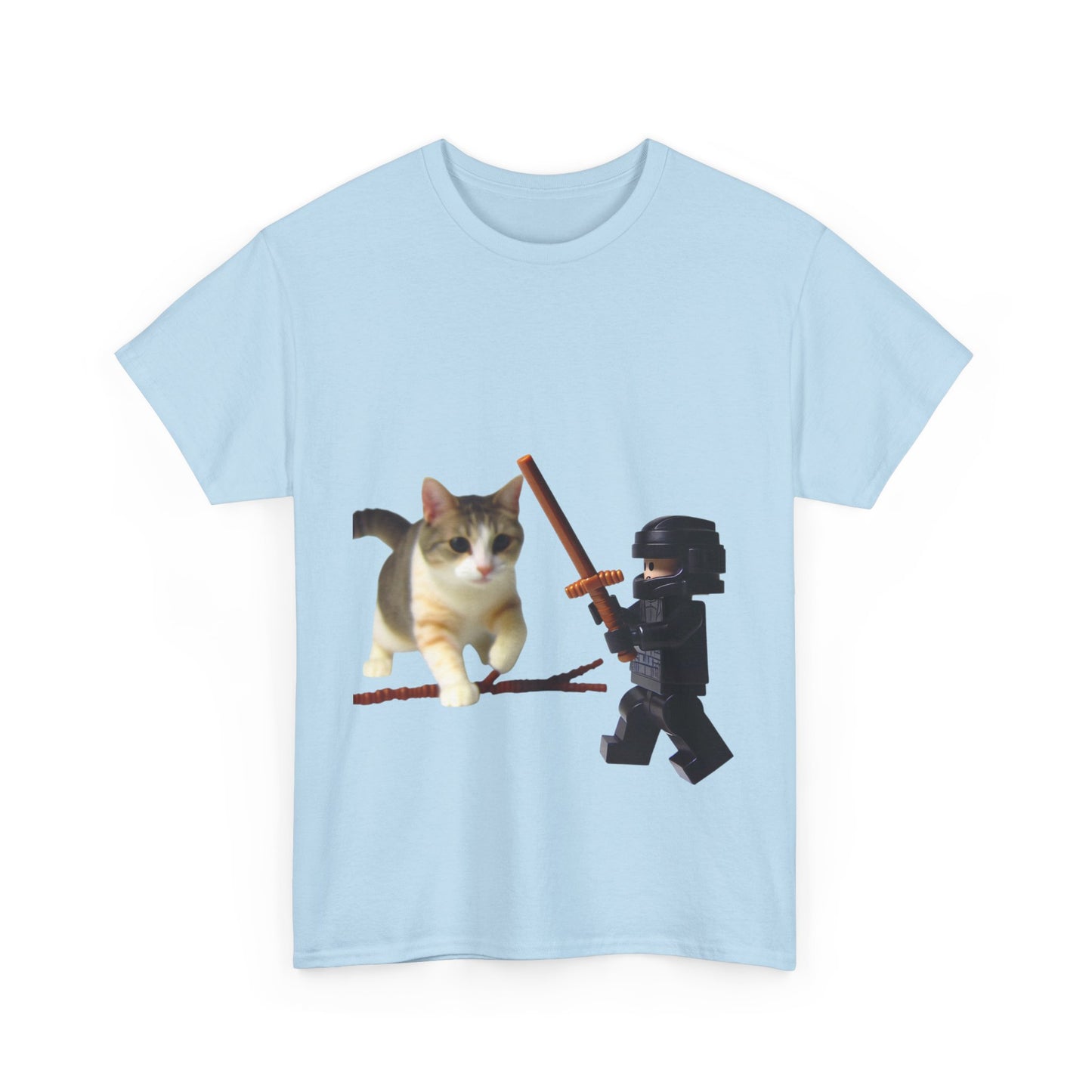Lego Darth Vader Unisex Tee - Darth Vader Sword Fighting with Cat Design