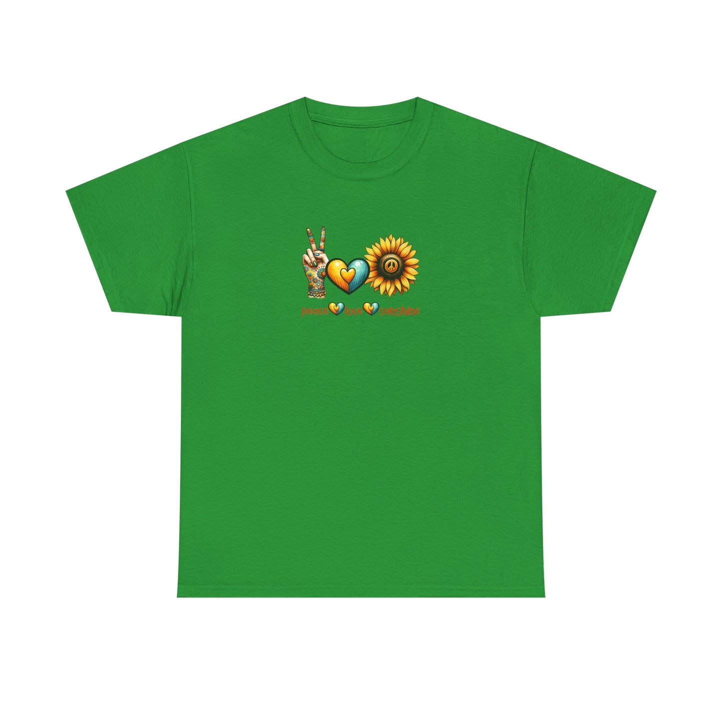 Peace Love Sunshine Unisex Heavy Cotton Tee, Vintage Graphic T-Shirt, Retro Vibe, Summer Wardrobe, Perfect Gift for Friends, Festivals