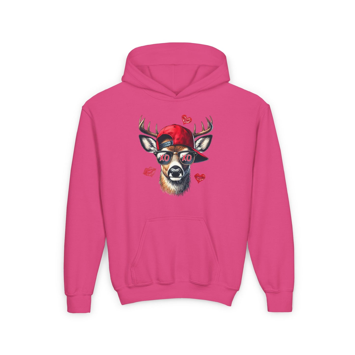 Hooded Sweatshirt - Buck Head with Sunglasses and XO XO Design