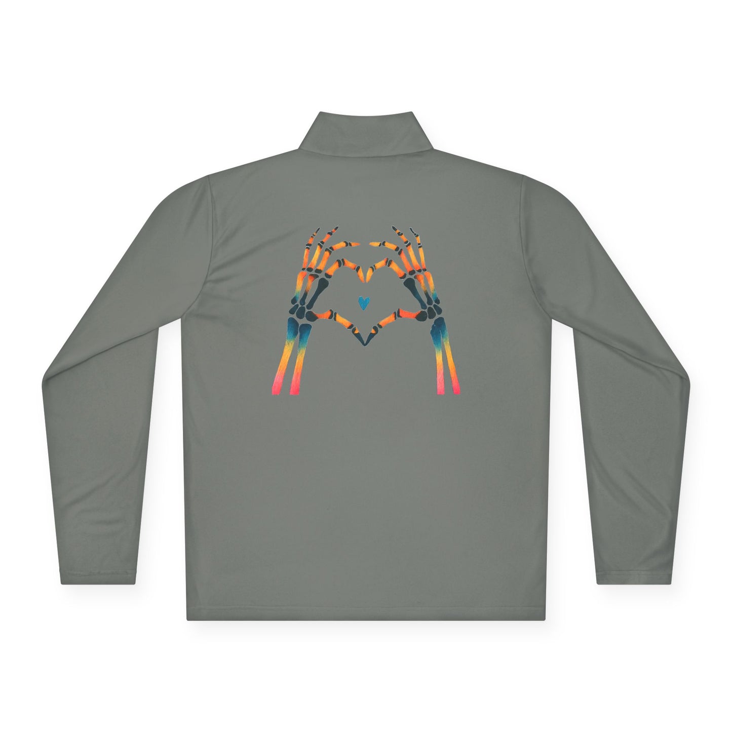 rainbow bones hands making heart shape. Simple Unisex Quarter-Zip Pullover