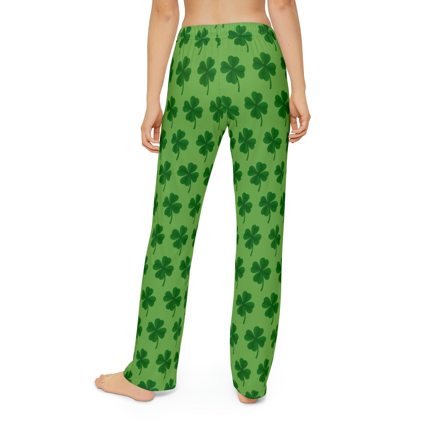 Green on Green Clover pattern Kids Pajama Pants (AOP)