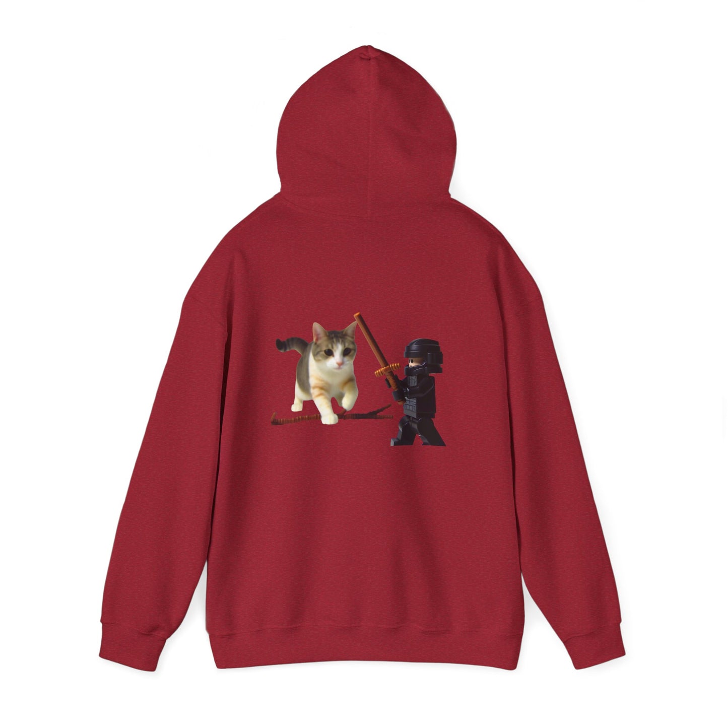 Hooded Sweatshirt - Lego Darth Vader Sword Fighting Giant Cat Design