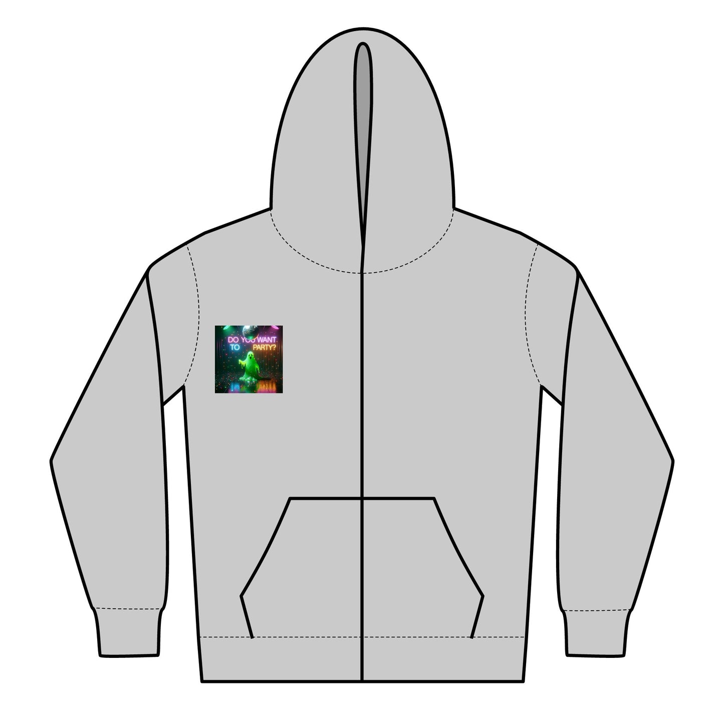 Zipped Hoodie - Green Slime Party Theme