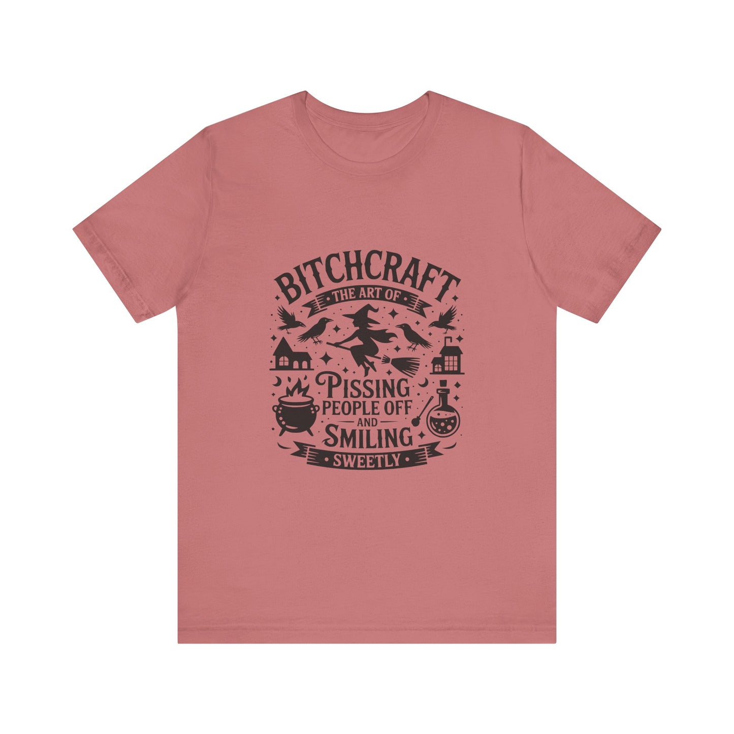 Bitchcraft Short Sleeve Tee - Witchy Humor T-Shirt, Gift for Witches, Halloween Apparel, Funny Witch Shirt, Unisex Tee