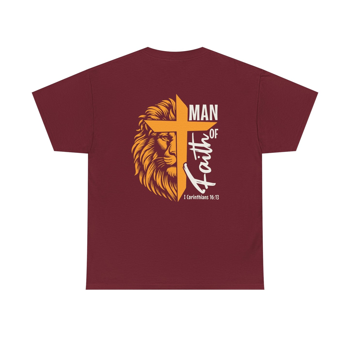 Faith-Inspired Unisex Heavy Cotton Tee, Christian Apparel, Lion and Cross Design, Gift for Him, Spiritual Wear, Everyday Comfort, Casual