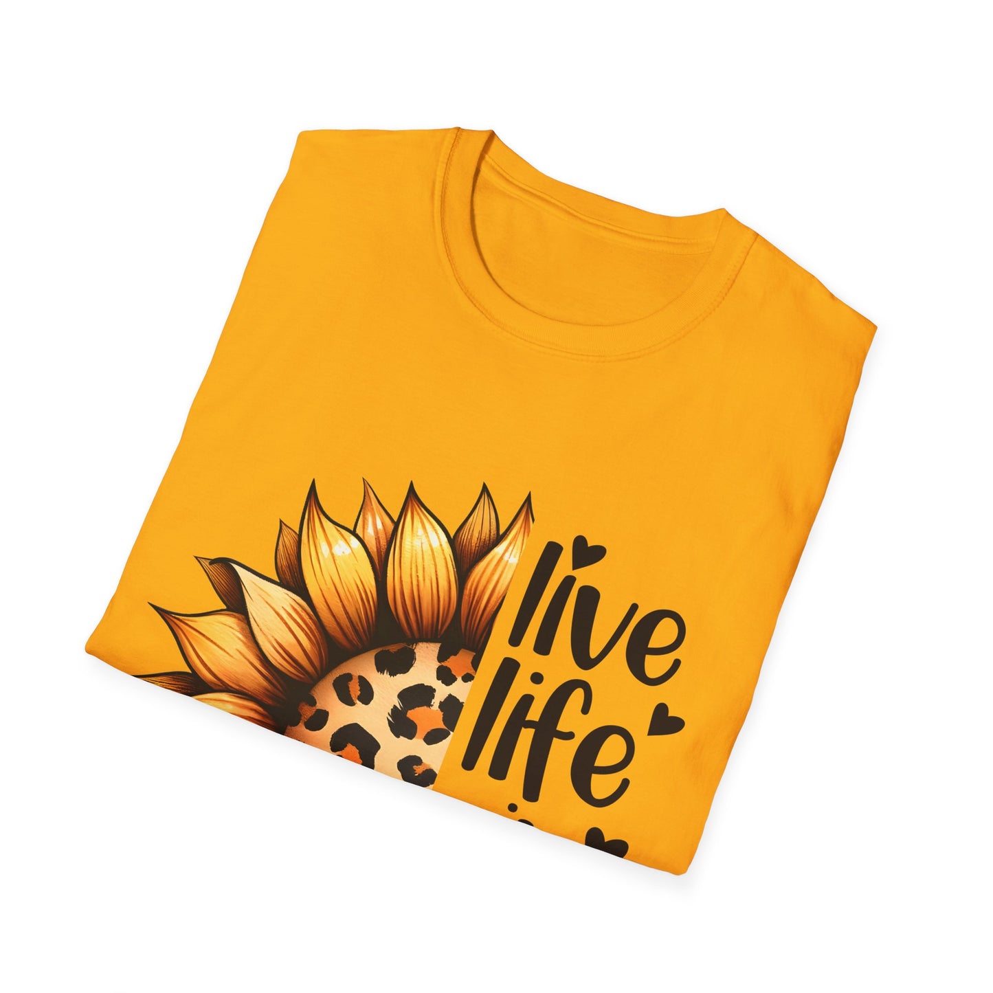 Live Life in Full Bloom Sunflower Tee, Unisex Softstyle T-Shirt, Floral Graphic Shirt, Gift for Nature Lovers, Spring/Summer Fashion,