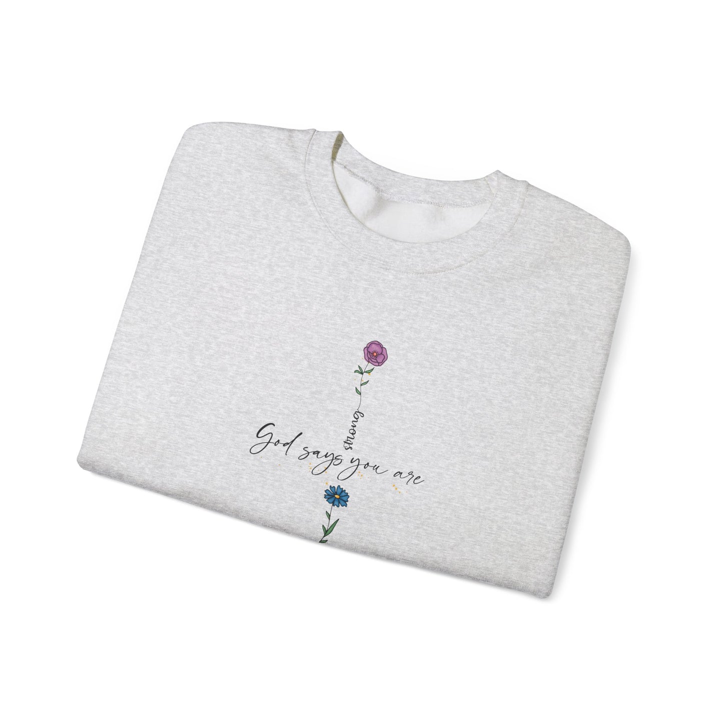 Cross Flowers Unisex Sweatshirt, Religious Lover Gift, Forgiveness Strength Shirt, Flower Buff Apparel, Unique Precious Sweater