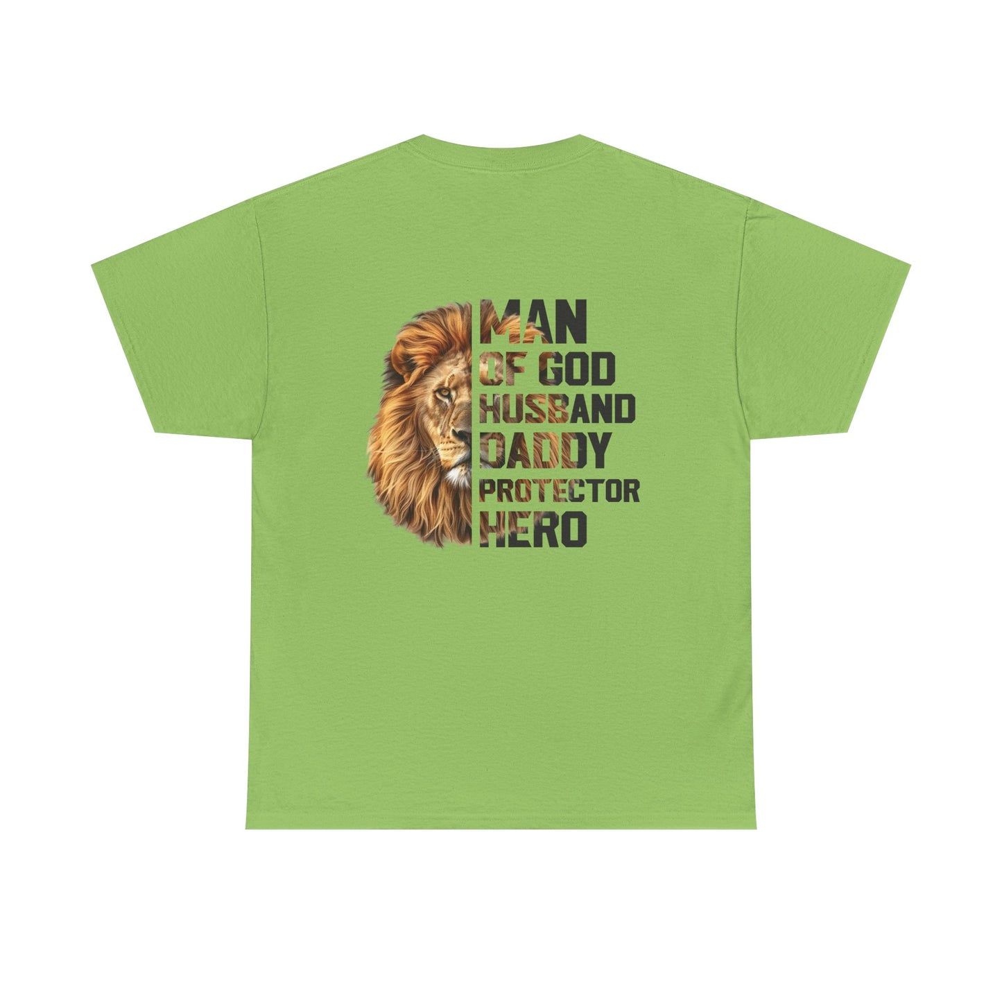 Lion Faith Husband Tee, Protector Shirt, Unisex Christian Tshirt, Daddy Tee, Man of God Top, Religious Gift, Lion Print Shirt, Faith Words
